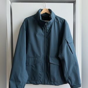 Men’s Blue Gray Utility Jacket Full Zip Lightweight Field Jacket Size M